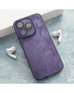 Maska za iPhone 15 Pro Glitter Feather ljubičasta - 614796