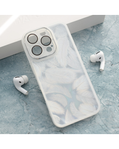 Maska za iPhone 16 Pro Max Glitter Feather bela - 614814