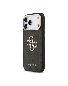 Maska za iPhone 17 Pro Max Guess 4G Metal Logo Gold Frame crna