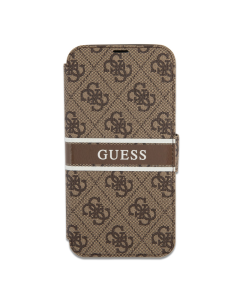 Maska za iPhone 13 Pro braon na preklop Guess Bk Pu 4G Stripe - GUBKP13L4GDBR