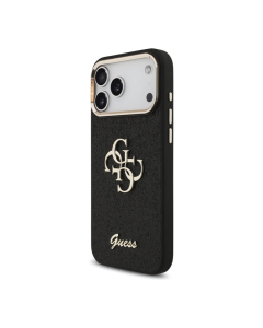 Maska za iPhone 17 Pro Max Guess Fixed Glitter Big 4G Metal Frame Case crna