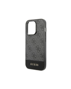 Maska za iPhone 15 Pro Guess Hc PC/TPU 4G Pu Bottom Stripe siva - GUHCP15LG4GLGR