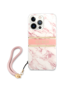 Maska za iPhone 13 Pro 61 in pink Guess Marble Strap - GUHCP13LKMABPI