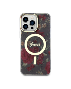 Maska za iPhone 14 Pro Kaki Guess PC/TPU Flowers IML MagSafe Compatible - GUHMP14LHCFWSA