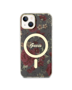Maska za iPhone 14 Kaki Guess PC/TPU Flowers IML MagSafe - GUHMP14SHCFWSA