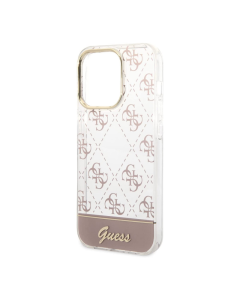 Maska za iPhone 14 Pro Guess PC/ TPU Peony Glitter Script Logo pink - GUHCP14LHG4MHP