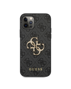 Maska za iPhone 12 Pro Max Grey Guess PU 4G Metal Logo - GUHCP12L4GMGGR