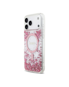 Maska Guess Resin Bottom Glitter MagSafe zaiPhone 17 Pro Max pink
