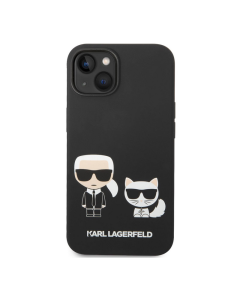 Maska za iPhone 14 Plus Karl Lagerfeld and Choupette Liquid Silicone crna - KLHCP14MSSKCK