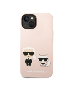 Maska za iPhone 14 Plus  Karl Lagerfeld and Choupette Liquid Silicone Pink - KLHCP14MSSKCI