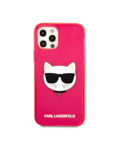 Maska za iPhone 12 Mini (54) pink Karl Lagerfeld Cat Fluo - KLHCP12SCHTRP