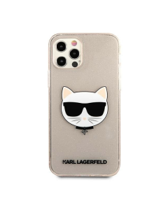 Maska za iPhone 12 Pro Max zlatna Karl Lagerfeld Glitter Cat - KLHCP12LCHTUGLGO