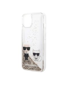 Maska za iPhone 14 Plus Karl Lagerfeld Hc Liquid Glitter Karl&Choupette zlatna - KLHCP14MGKCD