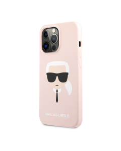 Maska za iPhone 13 Pro Light Pink Karl Lagerfeld Hc Silicone Karl Head - KLHCP13LSLKHLP