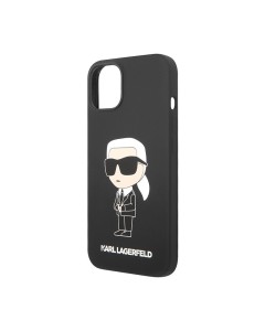Maska za iPhone 15 Karl Lagerfeld Hc Silicone NFT Ikonik crna - KLHCP15SSNIKBCK
