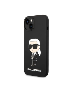 Maska za iPhone 15 Plus Karl Lagerfeld Hc Silicone NFT Ikonik crna - KLHCP15MSNIKBCK