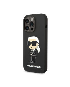 Maska za iPhone 15 Pro Max Karl Lagerfeld Hc Silicone NFT Ikonik crna - KLHCP15XSNIKBCK