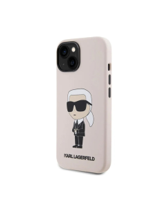 Maska za iPhone 15 Karl Lagerfeld Hc Silicone NFT Ikonik roze - KLHCP15SSNIKBCP