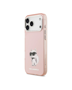 Maska za iPhone 17 Pro Max Karl Lagerfeld IML Aquarelle Choupette & Logo MagSafe pink