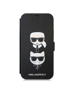 Maska za iPhone 12 Pro crna na preklop Karl Lagerfeld Karl Flip - KLFLBKP12MSAKICKCBK