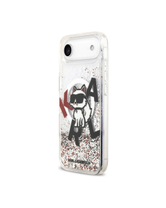 Maska za iPhone Air Karl Lagerfeld Liquid Glitter Choupette Logo MagSafe bela