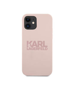 Maska za iPhone 12 Mini pink Karl Lagerfeld Logo - KLHCP12SSTKLTLP