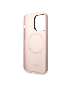 Maska za iPhone 14 Pro Karl Lagerfeld MagSafe Compatible Case Liquid Silicone Karl Head pink - KLHMP14LSLKHLP