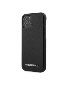 Maska za Leather iPhone 12 mini crna Karl Lagerfeld Pattern - KLHCP12SPUKBK