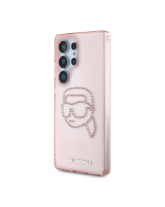 Maska za Samsung S25 Ultra/ S938B Karl Lagerfeld Rhinestones K Head Logo pink - KLHCS25LHKHDCELP