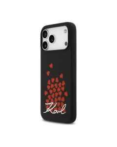 Maska za iPhone 17 Pro Max Karl Lagerfeld Silicone Heart Sign Logo MagSafe Case crna
