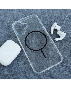 Maska za iPhone 16 Mag Case Clear Slim crna - 619296