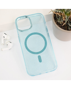 Maska za iPhone 15 Mag Case Glitter svetlo plava - 614942