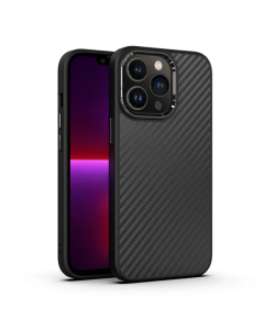 Maska za iPhone 12 Metal Carbon Fiber Mag Case crna - 604170