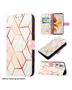 Maska za Honor Magic 8 Lite/ X9d geometry na preklop Marble roze