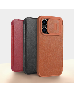Maska za iPhone 15 Pro braon na preklop Nillkin Qin Pro - 605045