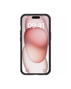 Maska za iPhone 15 (sa otvorom za logo) Nillkin Super Frosted Shield Pro crna - 607519