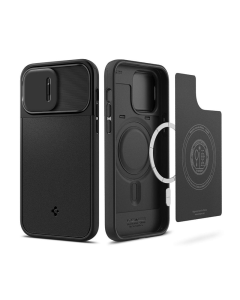 Maska za iPhone 14 Spigen Optik Armor MagSafe crna - ACS05070