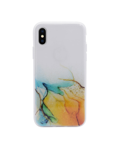 Maska za iPhone X/ XS Water Spark transparent zlatno-plava - 043554