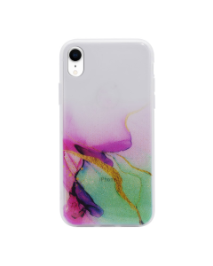 Maska za iPhone XR Water Spark transparent pink-zelena - 043561