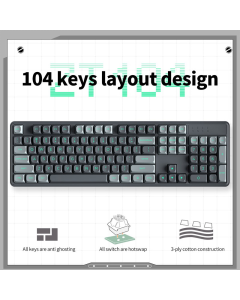 mehanička tastatura ZIFRIEND ZT104 belo plava (sivi switch) - 609949