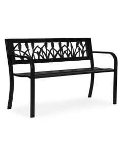 MULTIGARDEN Metalna baštenska klupa 120×50 cm sa dekorativnim naslonom, crna -