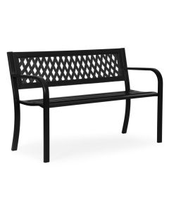 MULTIGARDEN Metalna baštenska klupa 120×50 cm sa rešetkastim naslonom, crna -