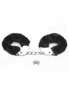 Metalne Lisice Crno Krzno Black Furry Cuffs - ft001016
