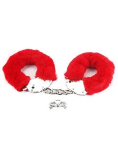 Metalne Lisice Crveno Krzno Red Furry Cuffs - ft001017