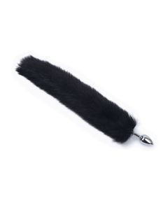 Metalni analni dildo sa crnim repom - ft001010