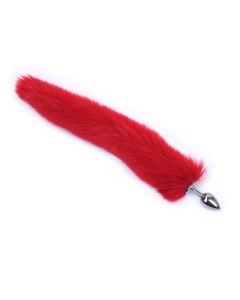 Metalni analni dildo sa crvenim repom - ft001009