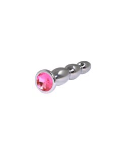 Metalni analni dildo sa rozim dijamantom 14cm - RL-A74S pink