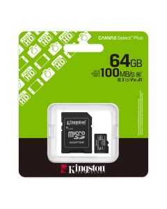 Micro SD kartica Kingston 64GB Canvas Select Plus Class 10 UHS-I U1 V10 A1 Read up to 100MB/s w/SD adapter - SDCS3-64GB