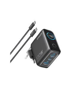 ANKER Punjač 100W, brzi punjač, 3-porta (2x USB-C i 1x USB-A), tamno siva