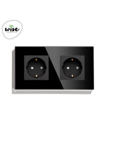 Wise Utičnica modularna dupla 16a - stakleni panel crni - PMK000159A00000